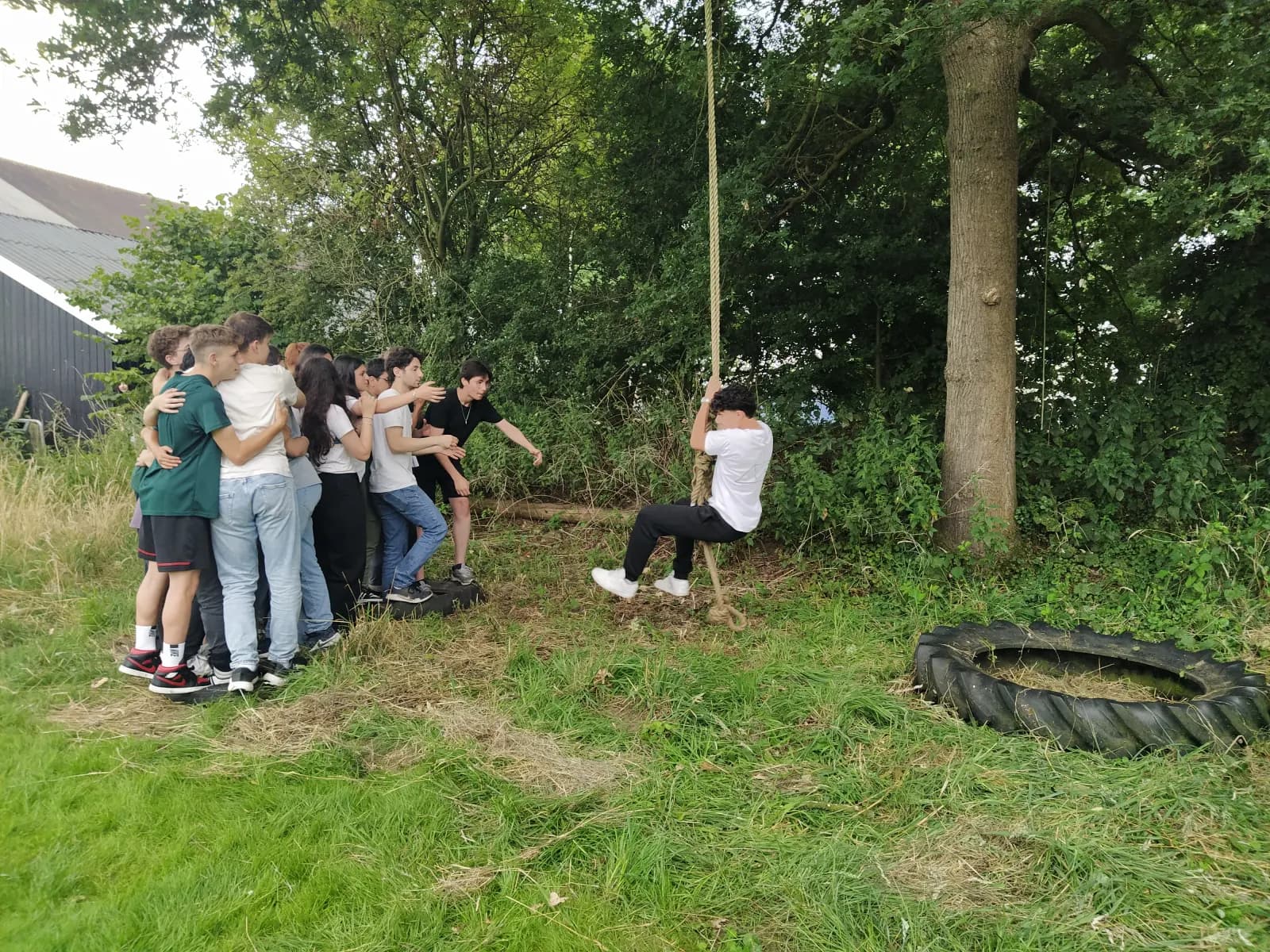 de groep buiten